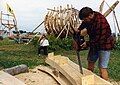 Old craft: 'viewing' when sawing a frame-section