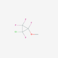 Skeletal formula of the molecular structure of aliflurane (1-chloro-1,2,2,3-tetrafluoro-3-methoxycyclopropane), a highly substituted derivative of cyclopropane