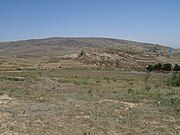 Pointed in blue, the site of Benia seen from Yashir