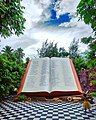 Bible statue at the park