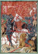 Painting of battle between mounted knights