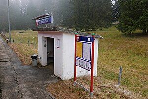 Covered shelter next to side platform