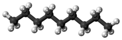 Ball-and-stick model of the nonane molecule