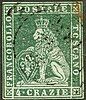 A 4-crazie stamp from Tuscany, 1851