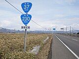 Highway signs along Japan National Routes 37 and 230.