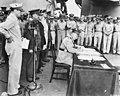 Image 18General Blamey signing the Japanese instrument of surrender on behalf of Australia (from Military history of Australia during World War II)