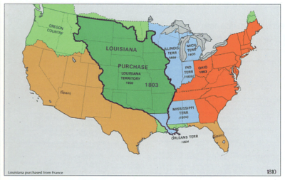 The United States in 1810, following the Louisiana Purchase.