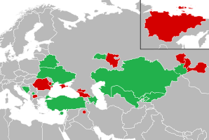 A coloured map of the countries of Europe