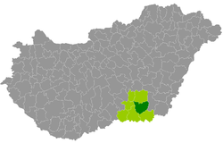 Hódmezővásárhely District within Hungary and Csongrád County.