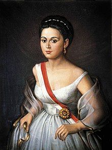 1960 portrait of Manuela Sáenz by Marco Salas Yepes