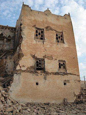 One of Mirbat's several dilapidated Yemeni-style mud-brick structures