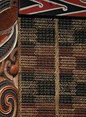 closeup of tukutuku panel in earthy colours with a rectangular pattern