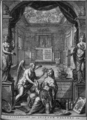 Frontispiece of Seba's Thesaurus, referencing Frederik Ruysch's earlier 1710 Thesaurus Animalium Primus