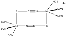 Structure of the dinuclear complex [NiII2(SCN)8]4- with a bridging SCN- ligand.