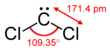 Wireframe model of dichlorocarbene