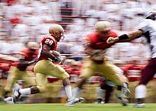 Tim Maypray (28) returns a kick for VMI against Lock Haven, September 1, 2007.