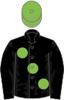 Black, large light green spots, light green cap