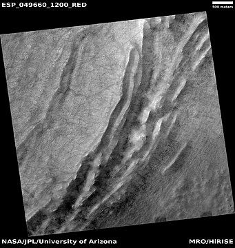 Wide view of polygons, as seen by HiRISE under HiWish program. Parts of this image are enlarged in following images. The location is the Noachis quadrangle.