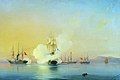 The battle of frigate Flora against Turkish steamships near Pitsunda on 11 November 1853 (1854 painting)