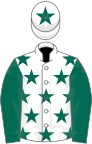 White, Dark Green stars, sleeves and star on cap