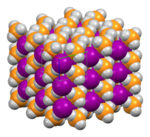 Space-filling model of the crystal structure of phosphonium iodide