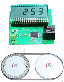 An encoder circuit with a graphic of a belt pulley system