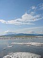 A ground-level view from Wreck Beach, looking towards Bowen Island.