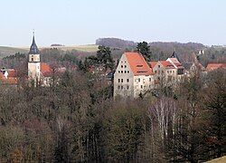 View of the church and Reinsberg Castle