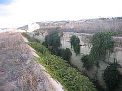 View along the forward ditch looking towards the right hand caponier.