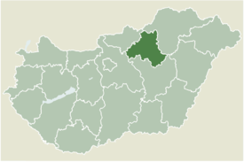 Location of Heves county in Hungary