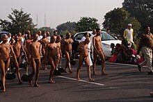 Picture of Acharya Vidyasagar leading his sangha