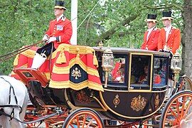 Coachman and footmen in semi-state livery for the Queen's Birthday Parade