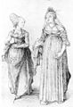 Image 19Albrecht Dürer's drawing contrasts a well-turned out bourgeoise from Nuremberg (left) with her counterpart from Venice. The Venetian lady's high chopines make her look taller. (from Fashion)