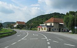 Main road through Presečno, Croatia