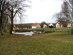 Centre of the village with a pond