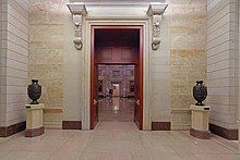 The Federal Vases are part of a group of three; the third, larger vase, entitled "Republic," is located at the Pomona College Montgomery Art Gallery in Claremont, California. The vases in the Capitol are identical, and sit on pedestals between a door.