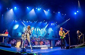 Styx in 2017. L-R: Lawrence Gowan, Ricky Phillips, Todd Sucherman, James "JY" Young, and Tommy Shaw