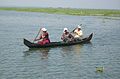 The locals using a boat for fishing and ferry service