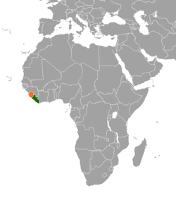 Map indicating locations of Liberia and Sierra Leone