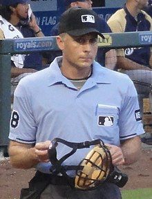 Photograph of Dan Iassogna as home plate umpire