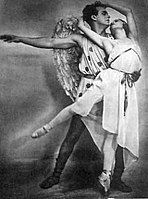 Galina Ulanova, in 1923 (with Mikhail Dudko).