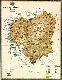 Map of Háromszék county in the Kingdom of Hungary