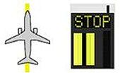 Aircraft location: Nose landing gear positioned on centreline at stop position