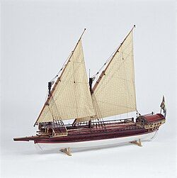 Contemporary model of an early 18th-century Swedish galley from the collections of the Maritime Museum in Stockholm