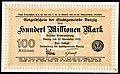 Image 9 German Papiermark Banknote design credit: Danzig Central Finance Department; photographed by Andrew Shiva The Papiermark is the name given to the German currency from 4 August 1914, when the link between the Goldmark and gold was abandoned. In particular, the name is used for the banknotes issued during the period of hyperinflation in Germany in 1922 and especially 1923. During this period, the Papiermark was also issued by the Free City of Danzig. The last of five series of the Danzig mark was the 1923 inflation issue, which consisted of denominations of 1 million to 10 billion issued from August to October 1923. The Danzig mark was replaced on 22 October 1923 by the Danzig gulden. This five-billion-mark banknote, issued on 11 October 1923, is in the National Numismatic Collection of the Smithsonian Institution's National Museum of American History. Other denominations: '"`UNIQ--templatestyles-00000011-QINU`"' * 1 million * 10 million * 100 million * 500 million * 10 billion