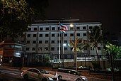 A candle-lit US Consulate, Hong Kong on the night of 4 June 2021