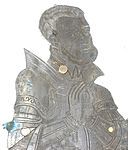 Detail of 16th. century monumental brass believed to be James Coffin