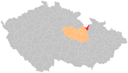 Location in the Pardubice Region within the Czech Republic