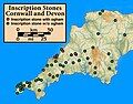 Image 19A map of inscription stones, with and without Ogham inscriptions. (from History of Cornwall)