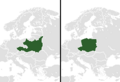 Map of Poland/Czechoslovakia. On the left is a map with the prewar borders, and on the right is the postwar borders.